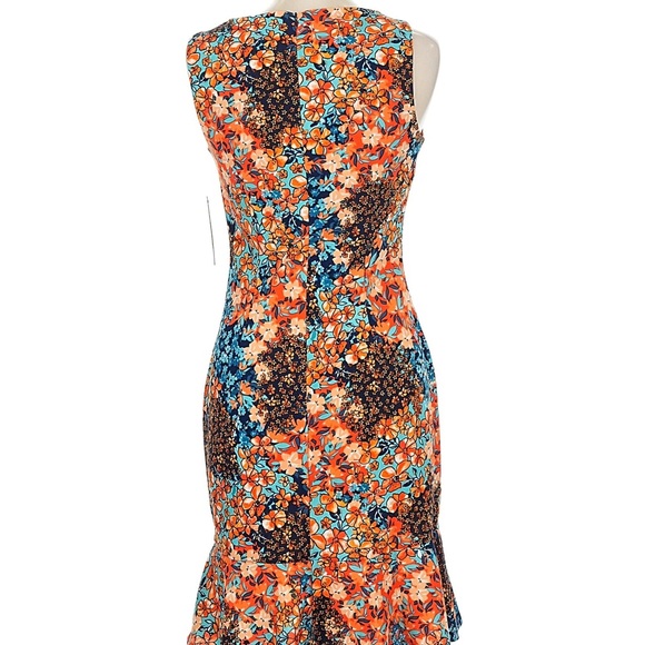NWT EnRevelry Blue and Brown Floral Midi Dress. - Picture 9 of 9